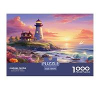 Coastal Lighthouse Jigsaw Puzzles 1000 Piece Challenge Game for Adults,Seaside Sunset Impossible Jigsaw Puzzle 1000 Pieces Educational Game Home Decoration 70x50cm/1000pcs