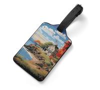 Coastal Lighthouse Luggage Tags with Information Card & Detachable Strap - Durable PU Scratch-Resistant Name ID Identifiers for Suitcases, Travel Bags, Backpacks, and Gym Bags