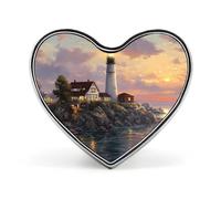 Coastal Lighthouse Scene Badge Pin Brooch Button Stylish Heart Shaped Decorative for Clothes Backpacks Hats