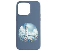 Coastal Lighthouse with Hydrangea Blooms Case for iPhone 15 Pro Max