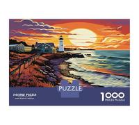 Coastal Lighthouses 1000 Pieces Cognitive Development Puzzle: For Learning And Fun Full Moon Lighthouse at Home, A Great Gift Idea for Educational Play And Skill Building 70x50cm/1000pcs