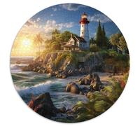 Coastal Lighthouses 1000 Pieces Round Jigsaw Puzzles Creative Puzzle Unique Challenge Games Inspirational for Adults Kid 1000pcs (67.5x67.5cm)