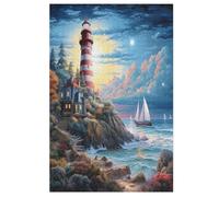 Coastal Lighthouses 1000 Pieces Wooden Jigsaw Puzzle for Adults Puzzles Brain Exercise Challenge High Difficulty Game for Kids 78×53cm