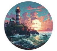 Coastal Lighthouses Jigsaw Puzzles Great Gift for Adults 1000 Piece Fun Challenging Home Decoration Seaside Beacon Jigsaw Puzzle for Women Men Adult 1000pcs (67.5x67.5cm)