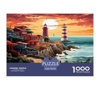 Coastal Lighthouses Jigsaw Puzzles Great Gift for Adults 1000 Pieces Family Challenging Toys Home Decors Brainteasing Seaside Beacon Jigsaw Puzzle for Adults 70x50cm/1000pcs