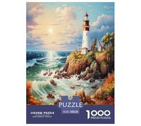 Coastal Lighthouses Jigsaw Puzzles Puzzle for Adults Kids. 1000 Pieces Great Gifts Challenge Toy Educational Games Home Decoration for Adults& Kids Age 14 Years Up 38x26cm/1000pcs