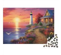 Coastal Lighthouses Jigsaw Puzzles Puzzles for Adults Kids. 1000 Pieces Ocean Sunset Great Gifts Challenge Toy Educational Game Home Decoration for Adults& Kids Age 14 Years Up 1000pcs (75x50cm)