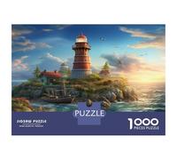 Coastal Lighthouses Jigsaws 1000 Pieces for Adults on Thick Blue Board Jigsaws for Adults Colorful Lighthouse As A Fun And Challenging Family Game for Collectible Art 52x38cm/1000pcs