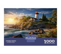 Coastal Lighthouses Mind Relaxation Puzzle 1000 Piece Jigsaw Sunrise Coastal Lighthouse suitable for Office Breaks, The Puzzle for Daily Stress Relief 52x38cm/1000pcs