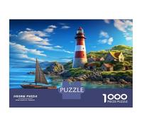Coastal Lighthouses Stress Relief & Travel Puzzle - 1000 Piece Jigsaw Thick Cardboard Sailboat Lighthouse Game for Relaxation And Journeys, An Ideal Puzzle for Adults 70x50cm/1000pcs