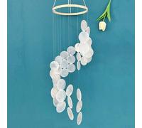 Coastal Natural Shell Dreamcatcher Wind Chime for Beach House Cabin Retreat with Oceanic Vibe and Light Catching Details (White)