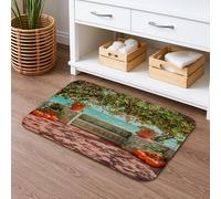 Coastal Oasis Quick Dry Bath Mat, Vibrant Tropical Scene Absorbent Non Slip Shower Mat, Summer Decorative Memory Foam Washable Rugs for Bathroom Toilet Restroom 20x32 Inch