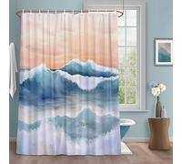 Coastal Ocean Waves Shower Curtain with 12 Hooks Abstract Summer Beach Sunset Gradient Waterproof Fabric Shower Curtains Sets for Bathroom Bath Decorations, Machine Washable, 72"x96"