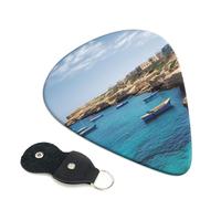 Coastal Of Malta 6 Pack Guitar Picks With Holder, Personalized Guitar Plectrums Non-Slip Portable Ukulele Bass Picks 0.46mm For Acoustic Guitar Lovers Gifts