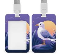 Coastal Painter Id Badge Holder with Lanyard, Clear Vertical Card Protector Waterproof, Breakaway Safety Neck Strap, Heavy Duty Name Tag Holder for Nurse Teacher Officer Staff Women Men