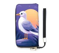 Coastal Painter Wristlet Wallets for Women Leather Clutch Purses with Strap Coin Purse Rfid Credit Card Holder Long Slim Handbags