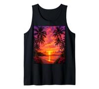 Coastal Palm Tree Beach Sunset Island Paradise Tank Top