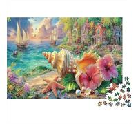 Coastal Paradise 1000 Piece Jigsaw Puzzles for Families | Sustainable Seashells by Ocean View Fun Home Activity & Gift 70x50cm/1000pcs