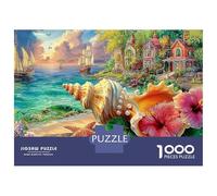 Coastal Paradise 1000 Piece Thick Cardboard Jigsaw Puzzle for Adults，Seashells & Sea，Decompression Fun Activity Best Gift for Puzzle Lovers 52x38cm/1000pcs