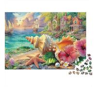 Coastal Paradise Mind Relaxation Office Seashell Conch 1000 Piece Break Kids Puzzle Beginners Cognitive Development Family Game Night Present Idea 70x50cm/1000pcs