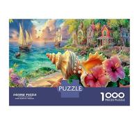 Coastal Paradise Stress Relief & Travel Puzzle - 1000 Piece Jigsaw Thick Cardboard Seashells Coastal Town Game for Relaxation And Journeys, An Ideal Puzzle for Adults 52x38cm/1000pcs