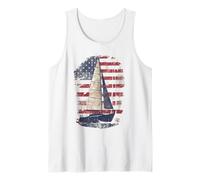 Coastal Patriot Nautical American Flag Sailboat USA Flag Tank Top