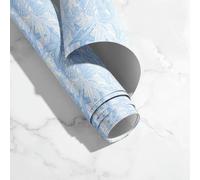 Coastal Peel and Stick Wallpaper - White & Blue Coral Starfish Self-Adhesive Contact Paper Removable Decor for Bathroom and Beach-Themed Spaces