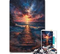 Coastal Pier Sunset Wooden Puzzle 500 Pieces | Adult Puzzle: home hobby for puzzle fans on quiet evenings.