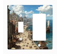 Coastal Port Light Switch Cover Plates/Outlet Covers, Serene Blue Seascape for Home Decor, Thermoplastic Wall Plates, Standard Size Toggle Rocker