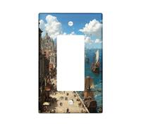Coastal Port Light Switch Cover Plates/Outlet Covers, Serene Blue Seascape for Home Decor, Thermoplastic Wall Plates, Standard Size Single Rocker