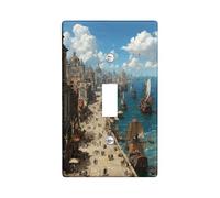 Coastal Port Light Switch Cover Plates/Outlet Covers, Serene Blue Seascape for Home Decor, Thermoplastic Wall Plates, Standard Size Single Toggle