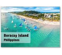 Coastal Resort Scenery of Boracay Island, Philippines, A Tourism Destination for Summer Vacation in Southeast Asia, with Tropical Climate and Beautiful Landscape. Aerial View.., Fridge Magnet