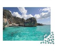 Coastal Rocks Clear Blue Sea 1000 Piece Jigsaw Puzzle Jigsaw Puzzle for Adults Relaxing Focus Home Decor Gift 38x26cm/1000pcs