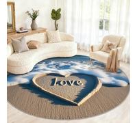 Coastal Round Rug 100cm, Ocean Area Rugs for Bedroom, Small Ocean Theme Round Rug, Washable Anti-slip Circle Rugs for Kids Room Game Room Coffee Table Home Decor & Gifts