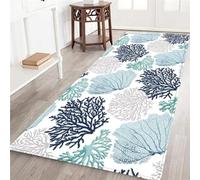 Coastal Runner Rug for Hallway 2x6 Beach Ocean Themed Throw Rug Teal Blue Area Rug Nautical Hallway Rugs Non-Slip Floor Carpet for Bedroom Laundry Room Doormat Entrance Door Mat Washable Kitchen Rugs
