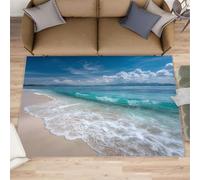 Coastal Runner Rug for Hallway, Beach Runner Rug 120x170cm, Sand Scenery Bedside Rugs Washable & Non Slip Carpet for Home Decor