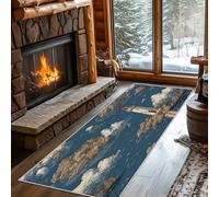 Coastal Runner Rugs for Hallway Washable Non Slip, Lighthouse Ocean Navigation Marine Runner Rug for Hall Kitchen Bedroom Rubber Backed, Long Door Mats Indoor 80x300 cm