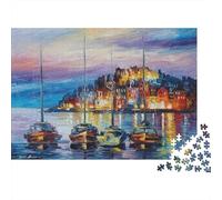 Coastal Scene Puzzle for boy & girl 1000 Piece Recyclable Island Village Jigsaw Puzzle Fun And Challenging Family Game Great Gift Idea for Child‘s Birthday 70x50cm/1000pcs