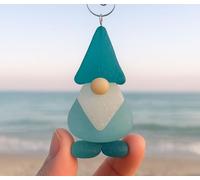 Coastal Sea Glass Christmas Tree Ornament,Handmade Sea Glass Xmas Tree Hanging Decorations,Beach Themed Decor - Snowmen/Gnomes/Xmas Stockings/Angels (Gnomes)