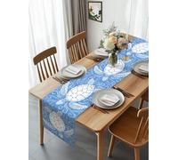 Coastal Sea Turtle on Blue Table Runner 108 Inches Long, Summer Ocean Creature Washable Table Runners Heat-Insulation Kitchen Dining Table Decorations for Home Party Decor 13x108in