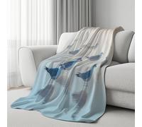 Coastal Seagull Lightweight Travel Blanket, Soft Plush Nautical Bird Flannel Throw for Camping, Portable Fuzzy Scenery Ocean Kids Blanket for Couch Sofa, for Adults 130x150 cm