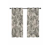 Coastal Seashell Blackout Curtains for Bedroom Living Room, Summer Nautical Gray Shell Starfish Beige Hampton Style 45 In Long Thermal Insulated Room Darkening Drapes Window Treatments 42x45 In