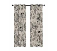 Coastal Seashell Blackout Curtains for Bedroom Living Room, Summer Nautical Gray Shell Starfish Beige Hampton Style 84 In Long Thermal Insulated Room Darkening Drapes Window Treatments 52x84 In