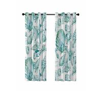 Coastal Seashell Blackout Curtains for Bedroom Living Room, Summer Nautical Green Shell Starfish Hampton Style 72 In Long Thermal Insulated Room Darkening Drapes Grommet Window Treatments, 52 x 72 In