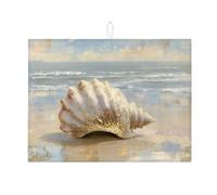 Coastal Seashell Dish Drying Mats For Kitchen Counter, Vintage Beach Absorbent Dish Drainer Rack Mat, Nautical Microfiber Drying Pad For Kitchen Counter Decor 18x24 Inch