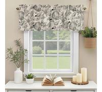 Coastal Seashell Valances for Windows, Summer Nautical Gray Shell Starfish Beige Hampton Style Rod Pocket Valance Short Window Treatments Curtains for Kitchen Bathroom Bedroom Decor, 42 x 18 Inches