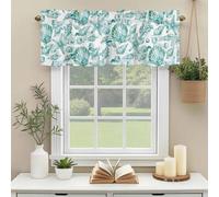 Coastal Seashell Valances for Windows, Summer Nautical Green Shell Starfish Hampton Style Rod Pocket Valance Short Window Treatments Curtains for Kitchen Bathroom Bedroom Decor, 60 x 14 Inches