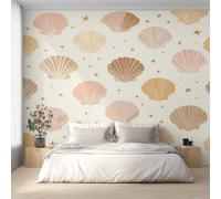 Coastal Seashell Wallpaper for Living Room, Seaside Nautical Wall Mural for Bedroom 366x254 cm, Non-Woven Photo Wallpaper, Home Decor D&O189