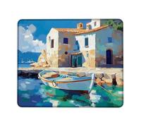 Coastal Serenity Mouse Pad, Ocean Blue Waterfront Art Printed Desk Pad, Non-Slip Washable Gaming Mousepad for Home and Office Use, Summer Style Square 8x10 Inch