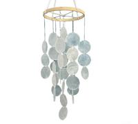 Coastal shell wind chime with natural elements, designed to bring calming melodies and bohemian style to For Tranquil indoor and outdoor living areas (White)